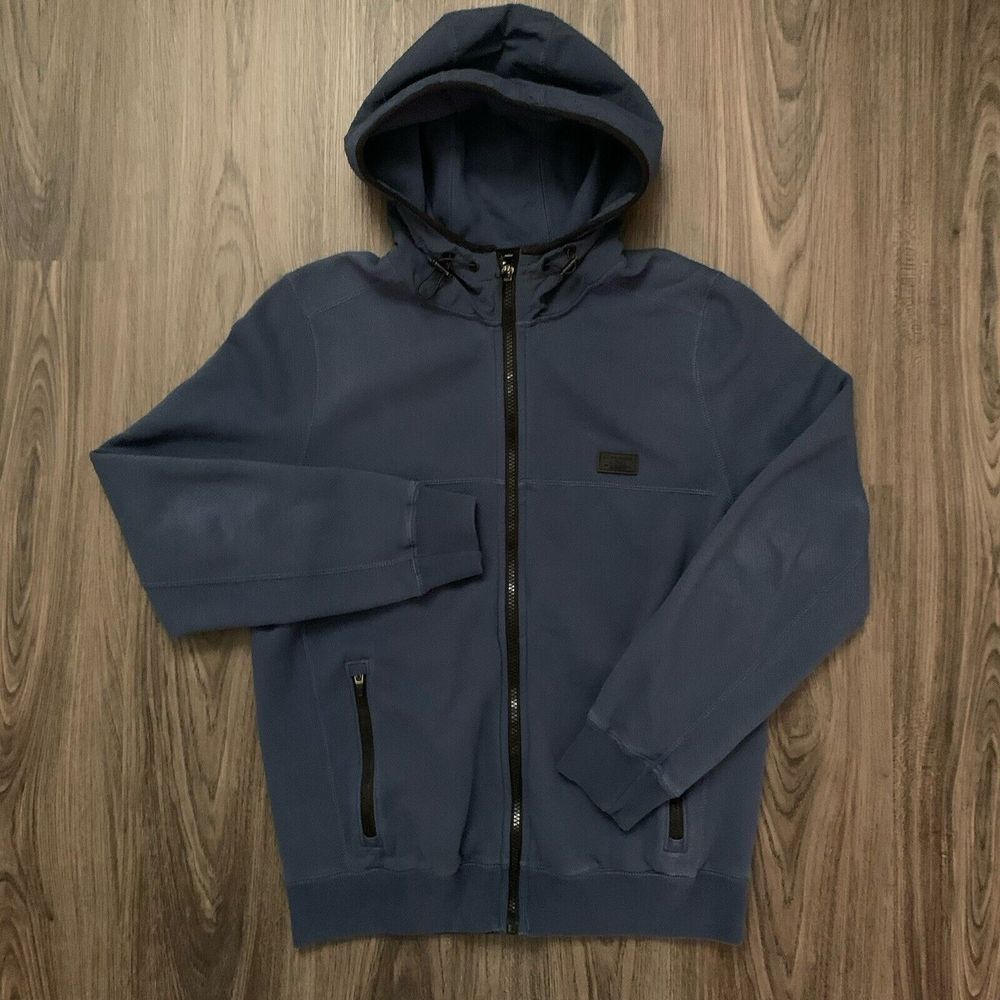 Abercrombie & Fitch Full Zip Hoodie Jacket Mens Navy blue Small Waterproof Hood - Picture 2 of 7